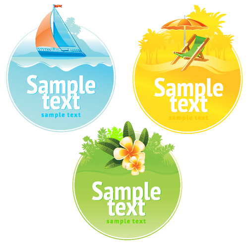 Set of Summer seashore elements vector 05