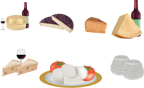 Tasty cheese food vector set 03