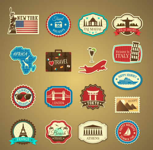 travel stamp labels badge 
