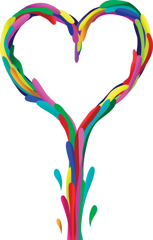 Set of Unusual heart elements vector graphic 01