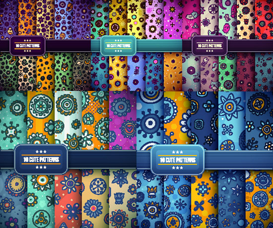 Vector cute pattern set