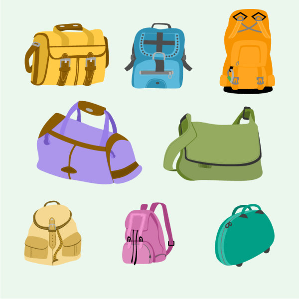 Vector vintage bag design set