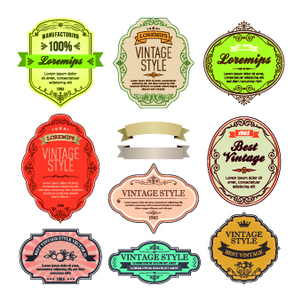 Vintage Style labels vector set 01