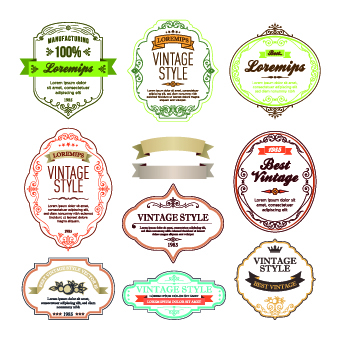 Vintage Style labels vector set 03