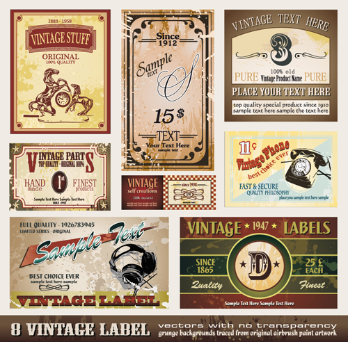 Vintage Style labels vector set 04