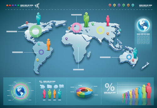 World map with business infographic vector 01