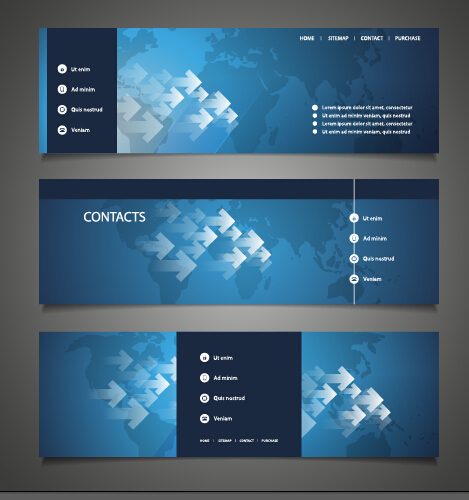 World maps and modern banners vector 04