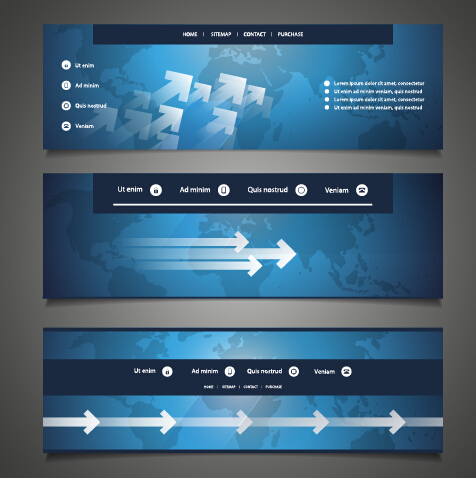 World maps and modern banners vector 05