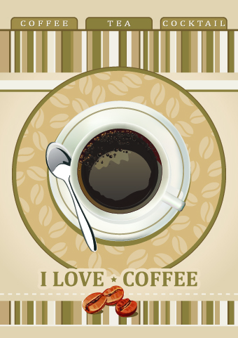I love coffee theme poster design vector 01
