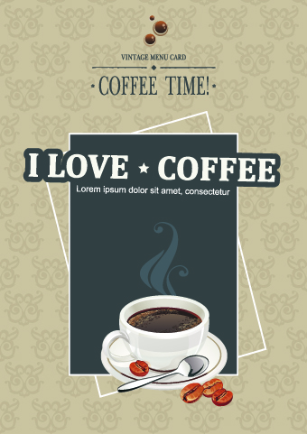 I love coffee theme poster design vector 02