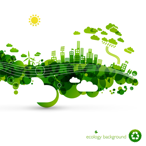 Creative ecology city background illustration 03