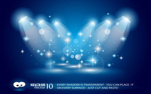 Set of Blue Spotlights background vector 04