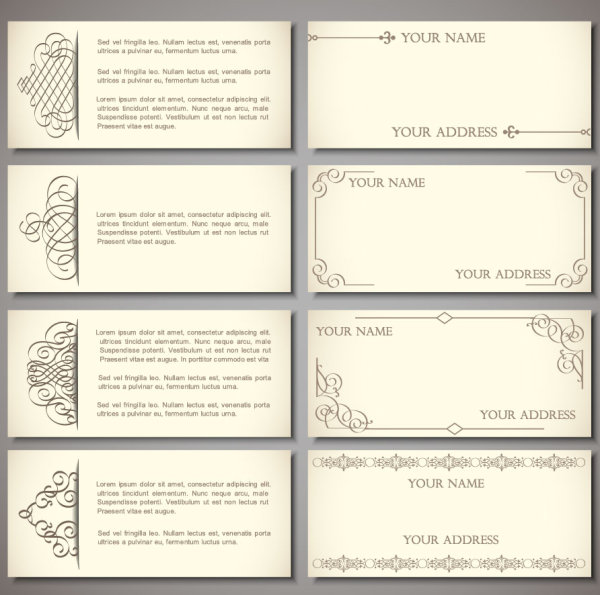 Set of Vintage Business card design vector 01