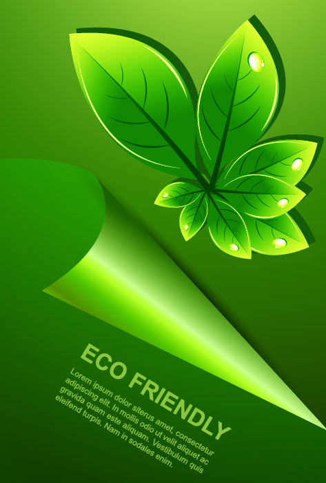 Set of Eco friendly with green Leaves background vector 02