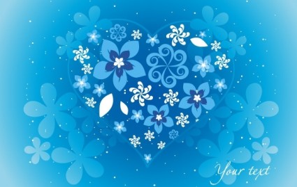 Blue Floral Heart 02 vector