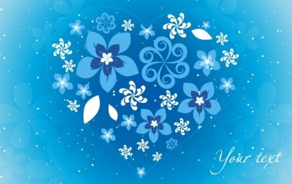 Blue Floral Heart 01 vector
