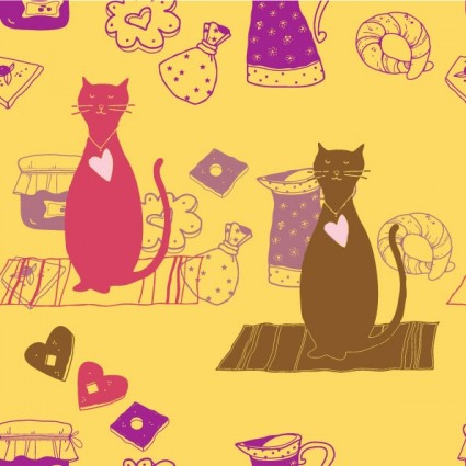 cartoon cat background 03 vector