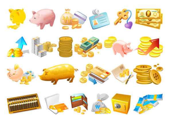 Financial and monetary cartoon vector set