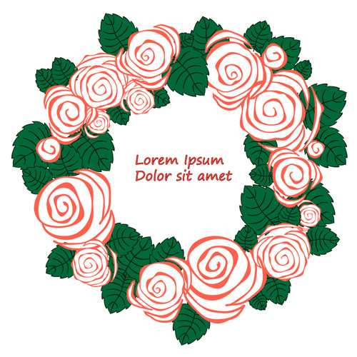 Beautiful rose wreath 02 vector