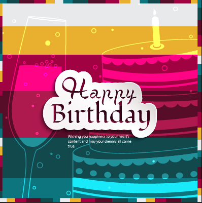 cake with cup birthday card vector 02 Birthday cake with cup birthday card vector 02