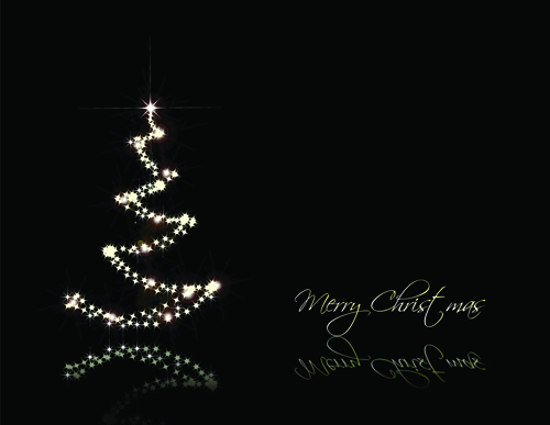 Black style Merry Christmas Cards vector 01