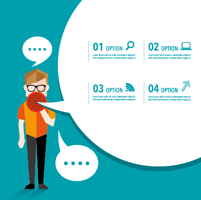 Business people with speech bubbles vector set 04