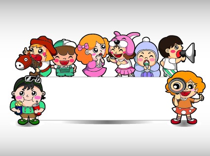 Cartoons style billboards design vector 03