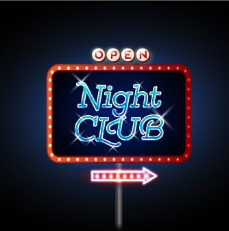 Colorful neon billboard vector set 01