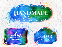 watercolor labels vector material 03 Creative watercolor labels vector material 03