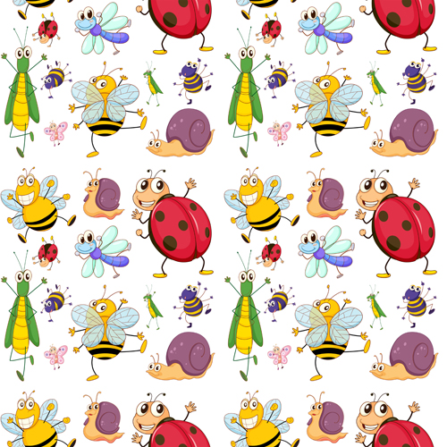 Cute animal pattern cartoon vector 01