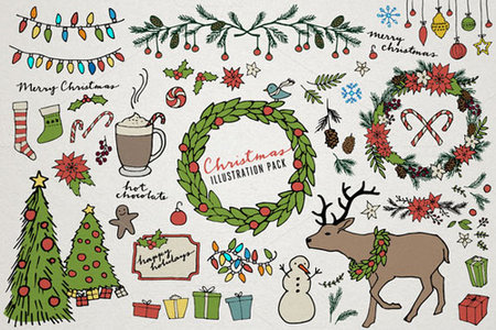 illustrations elements cute cartoon cute christmas 