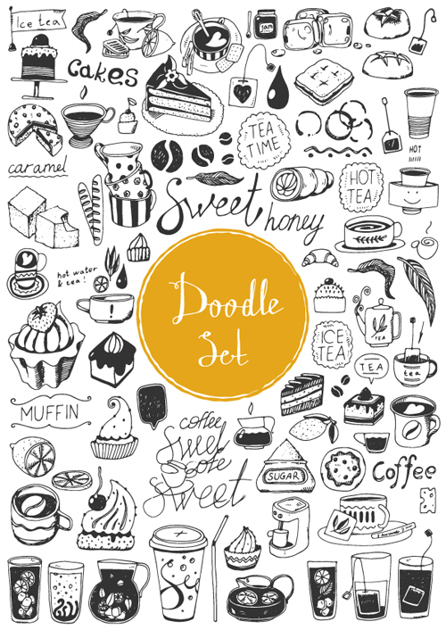 Doodle material vector set 01