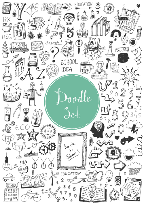 Doodle material vector set 05