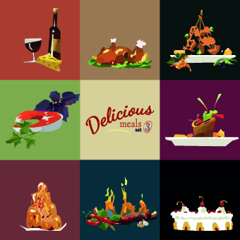 Different Food Objects Vector 03