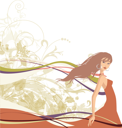 Stylish Girls vector material set 01