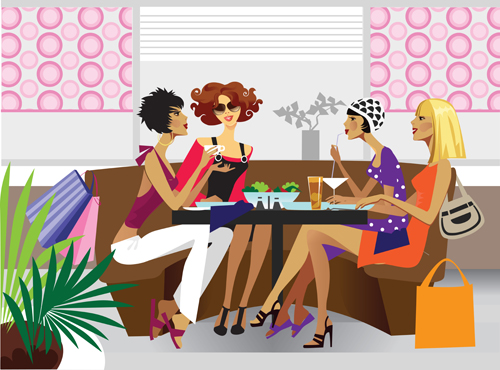 Stylish Girls vector material set 04