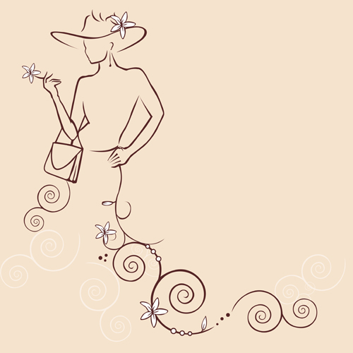 Stylish Girls vector material set 05