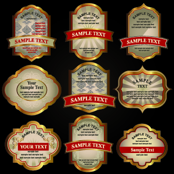 Luxury gold labels vector graphics set 05