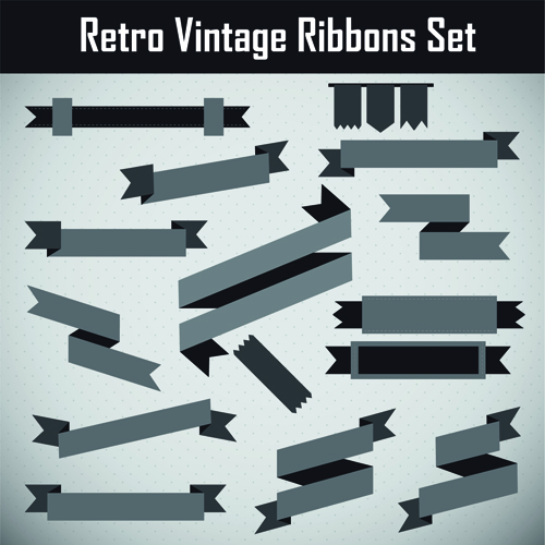 retor ribbon vector material set 02 Gray retor ribbon vector material set 02