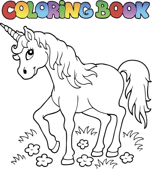 picture horse Horned coloring cartoon 