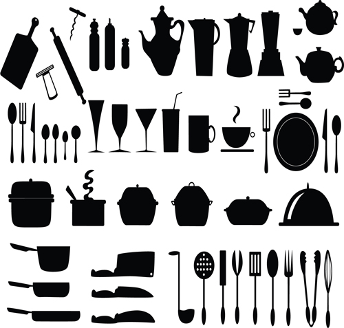 utensils silhouettes kitchen 