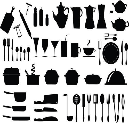 Kitchen utensils Vector Silhouettes