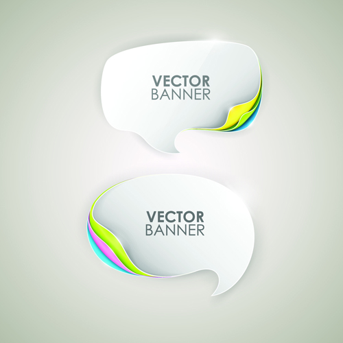Shiny paper labels vector material set 01