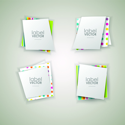 Shiny paper labels vector material set 02