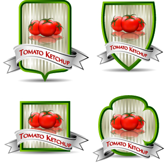 Tomato ketchup labels vector 02