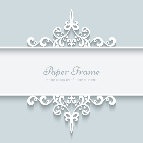 Lace ornament paper frame vector 02