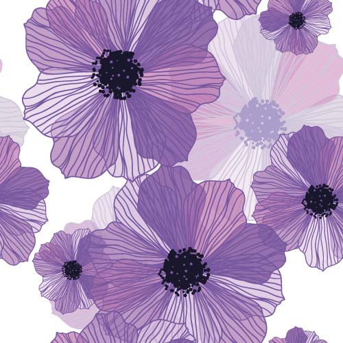 Line flower vector seamless pattern 01