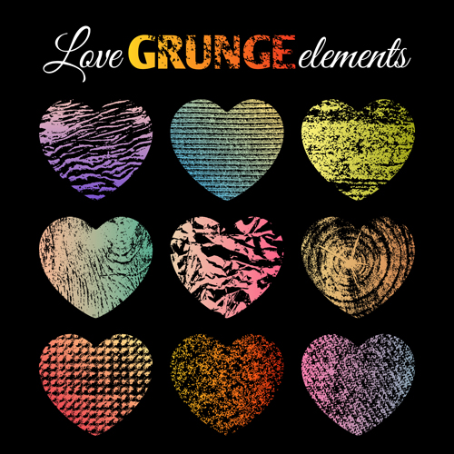 love heart grunge elements 