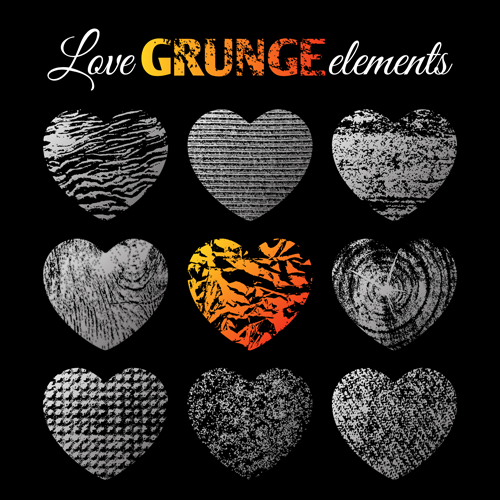 love heart grunge elements 