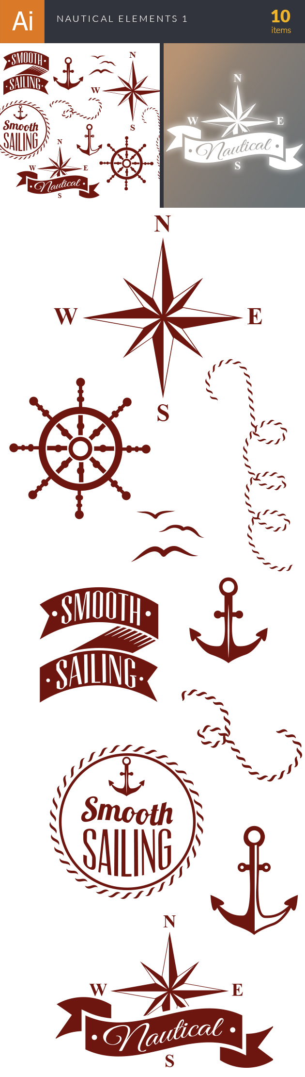 vector material nautical material label elements element 